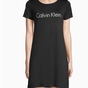 Calvin Klein Logo Print Sleepshirt Nightgown, color: Black , size: XL (1382)